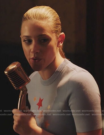 Betty's blue short sleeve star sweater on Riverdale
