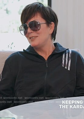 Kris's black adidas track jacket on Keeping Up with the Kardashians