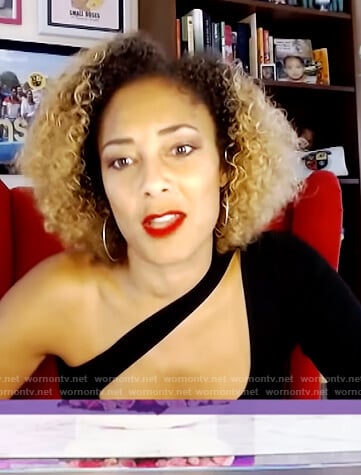 Amanda's black cutout bodysuit on The Real