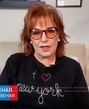 Joy's black New York sweater on The View