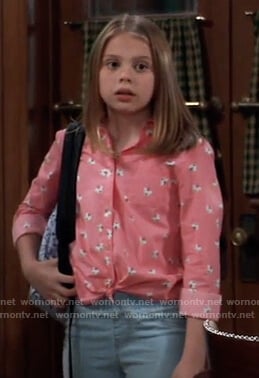 Charlotte's pink bee print shirt on General Hospital