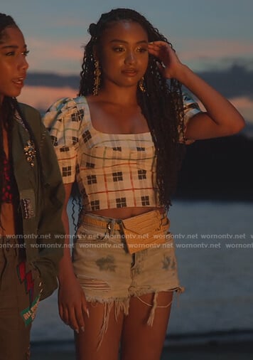 Chloe's white checked cropped top on BlackAF