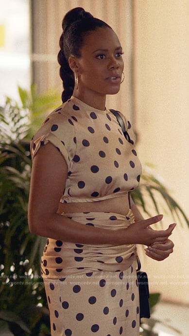 Condola's polka dot crop top and skirt on Insecure