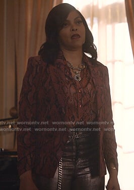 Cookie's red snake print blouse and blazer on Empire