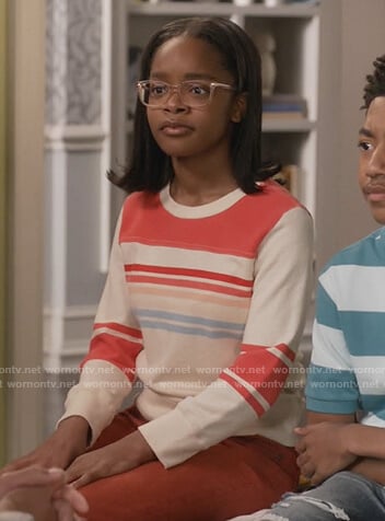 Diane's white and red striped sweatshirt on Black-ish