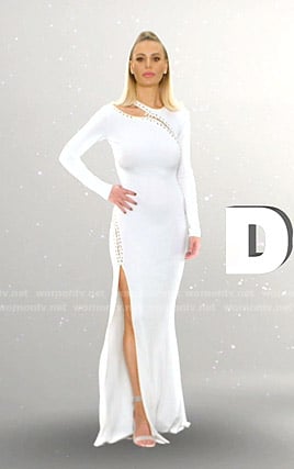 Dorit's white lace-up detail gown on The Real Housewives of Beverly Hills Opening Credits