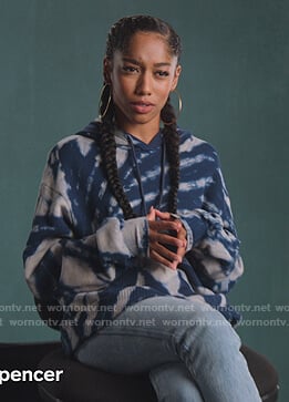 Drea's blue tie dye hoodie on BlackAF