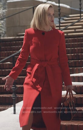 Elena's red tie waist coat on Little Fires Everywhere