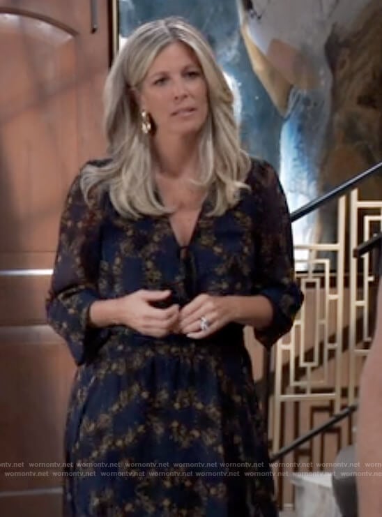 Carly's navy floral dress on General Hospital