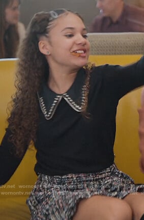 Izzy's black studded collar sweater on BlackAF