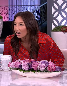 Jeannie's red print shirt and pants on The Real