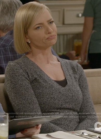 Jill's grey v-neck sweater on Mom