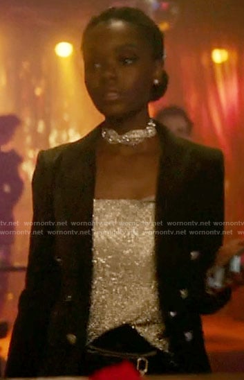 Josie's green velvet blazer on Katy Keene
