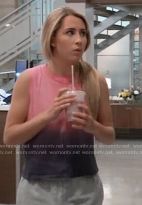 Josslyn's pink ombre top on General Hospital