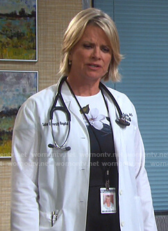 Kayla's black and white floral dress on Days of our Lives