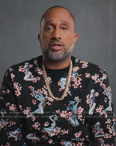Kenya's black floral sweatshirt on BlackAF