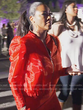 Kenya's red tulle bomber jacket on The Real Housewives of Atlanta