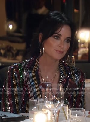 Kyle's sequin striped blazer on The Real Housewives of Beverly Hills