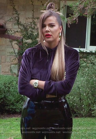 Khloe's black latex high waist pants on Keeping Up with the Kardashians