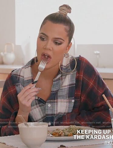 Khloe's mixed plaid shirt on Keeping Up with the Kardashians