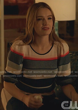 Kirby's striped three quarter sleeve top on Dynasty