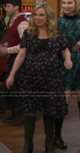 Kristin's black floral dress on Last Man Standing