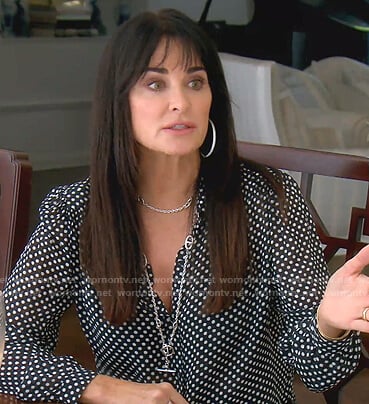 Kyle's black polka dot blouse on The Real Housewives of Beverly Hills