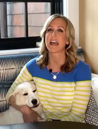 Lara's blue and yellow striped top on Good Morning America