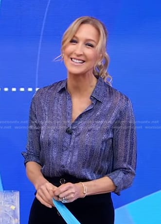 Lara's blue herringbone shirt on Good Morning America