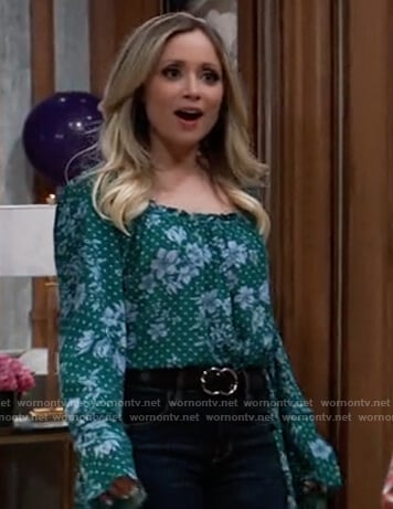 Lulu's green floral bodysuit on General Hospital
