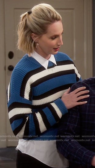 Mandy's blue striped sweater on Last Man Standing