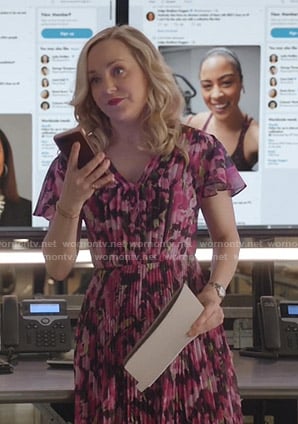 Marissa's pink floral pleated dress on Bull