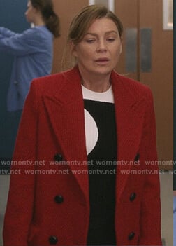 Meredith's black and white ribbed sweater on Greys Anatomy