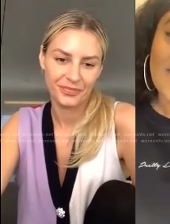 Morgan's colorblock vest on E! News Nightly Pop
