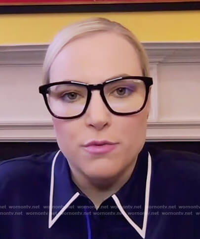 Meghan's navy tipped blouse on The View