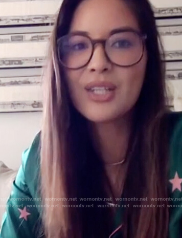 Olivia Munn's green star pajamas on The Talk