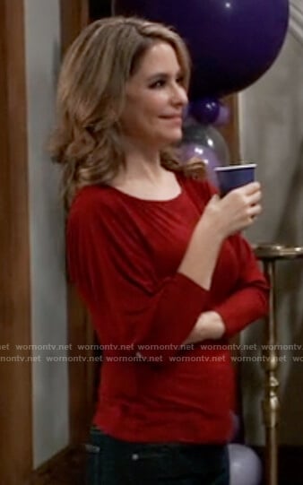 Olivia's red ruched top on General Hospital