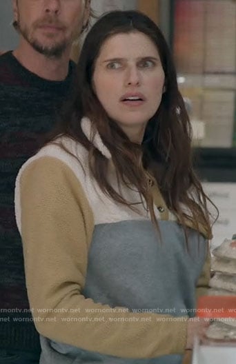 Rio's colorblock fleece pullover on Bless This Mess