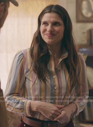 Rio's stripe linen blouse on Bless This Mess