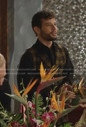 Sam's black and yellow checked vest and pants on Dynasty