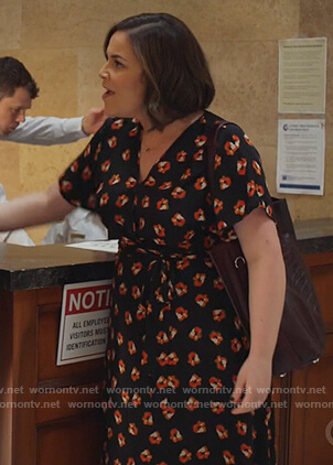 Sara's black floral wrap dress on All Rise