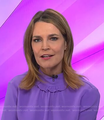 Savannah's purple ruffle mock neck top on Today