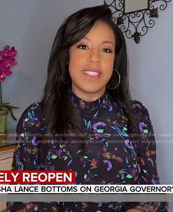 Sheinelle's black floral mock neck dress on Today