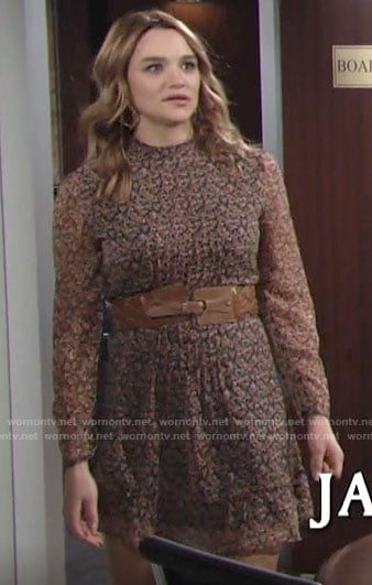 Summer's floral long sleeved mini dress on The Young and the Restless
