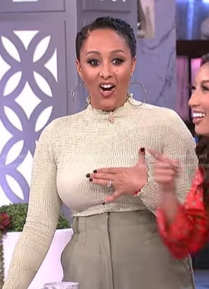 Tamera's smocked mock neck top and pants on The Real