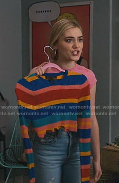 Taylor's multiclor striped sweater on American Housewife