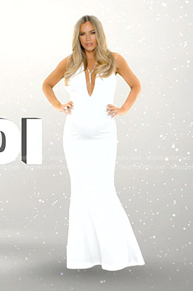 Teddi's white halter neck gown on The Real Housewives of Beverly Hills Opening Credits