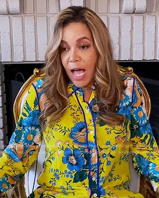 Sunny's yellow floral piping blouse on The Real Housewives of New York City
