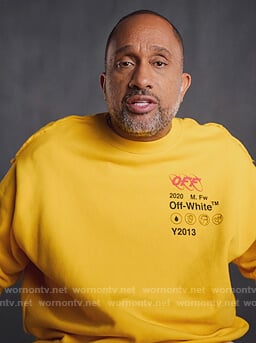 Kenya's yellow Off-White sweatshirt on BlackAF