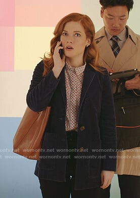 Zoey's blue corduroy jacket on Zoeys Extraordinary Playlist
